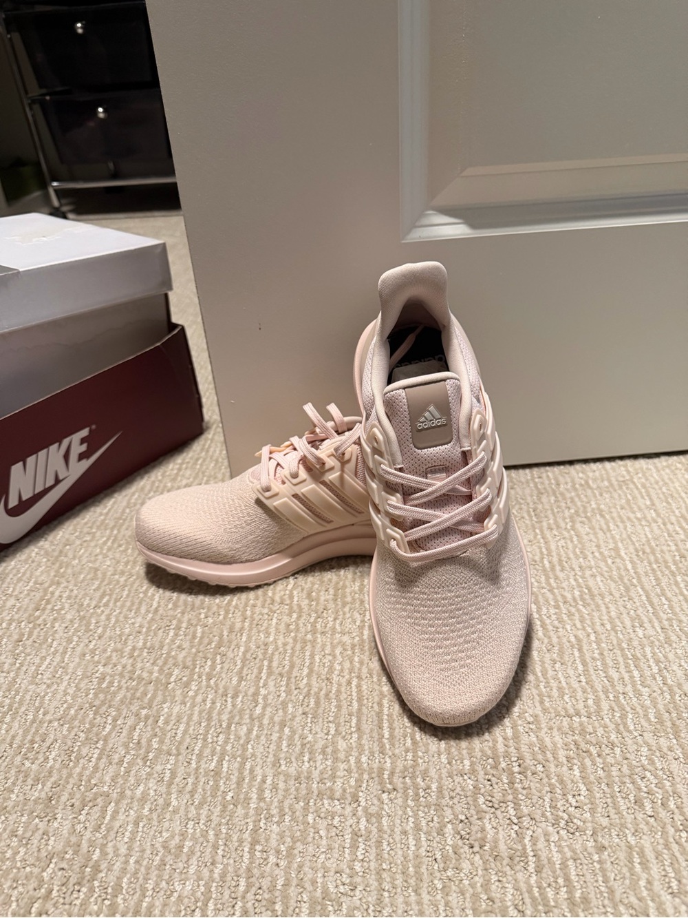 adidas Women's Light Pink Knit Running Shoes